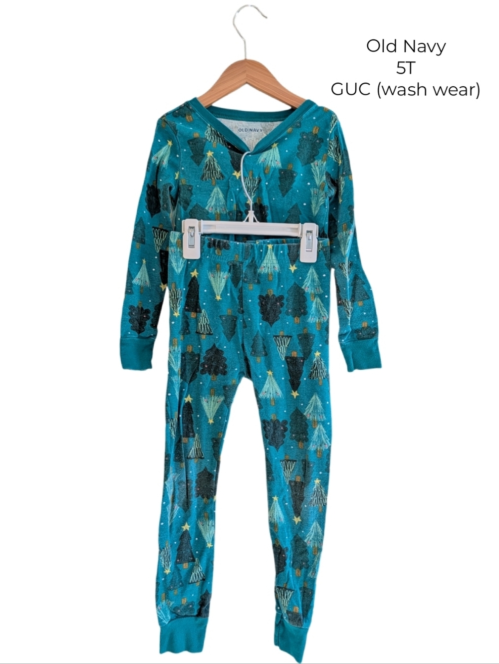 Old Navy Kids Pajama Set Christmas Tree Two Piece Pjs 5T